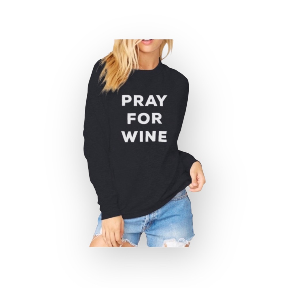 new The Laundry Room ☻︎ Super Soft Pray 4 Wine Graphic Sweatshirt ☻︎ Jet Black S - Picture 12 of 16